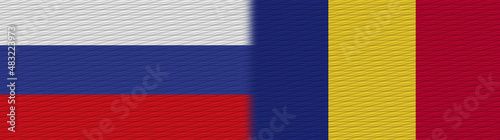 Romania and Russia Fabric Texture Flag – 3D Illustration