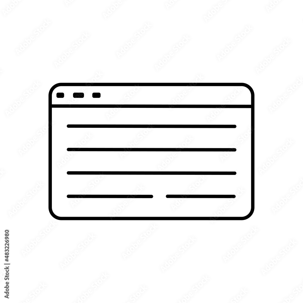 News window screen icon. Text frame. Network page. Page site. Technology concept. Vector illustration. Stock image. News window screen icon. Text frame. Network page. Page site. Technology concept. Vector illustration. Stock image.