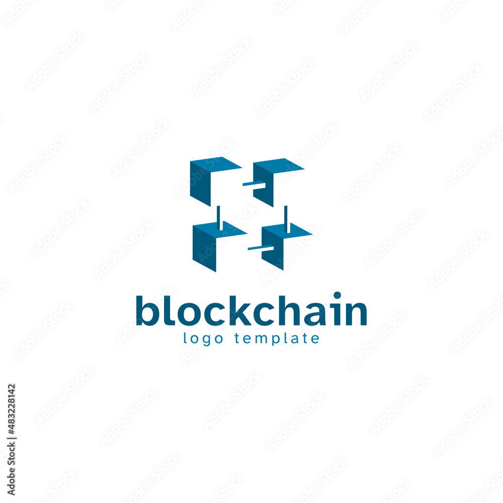 Creative 3d style blockchain icon vector logo Creative 3d style blockchain icon vector logo