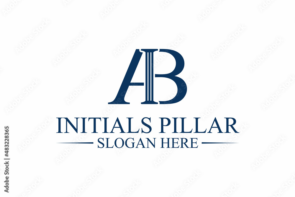 legal pillar logo, initial letter a/b. premium vector