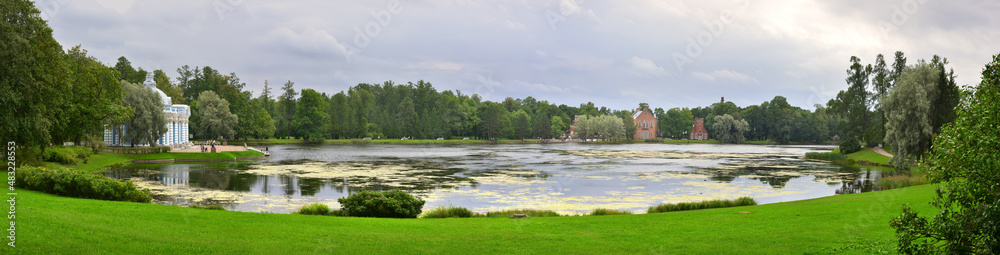 Panorama of the Big pond of the Catherine Park in Pushkin
