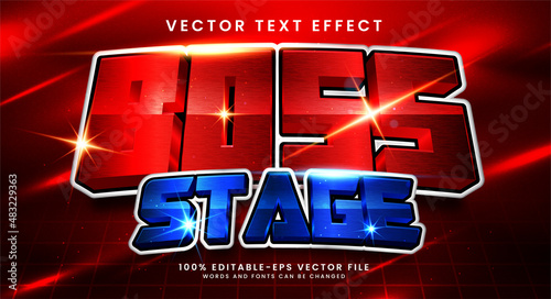 Boss stage 3D text effect, editable text style and suitable for game assets.
