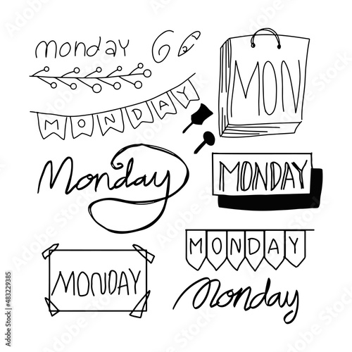 Set of bullet journal design vector illustration. element dailly diary