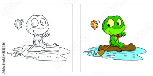 Hand drawn frog for coloring pages premium vector