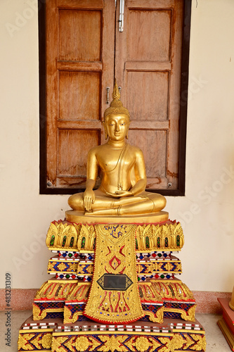 Golden Buddha statues in Buddhist temples for those who have faith to come to pay respect and worship in temples in Thailand.