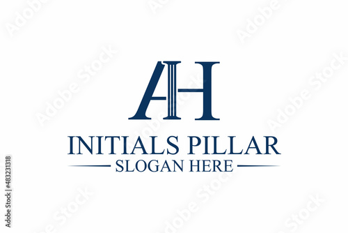 legal pillar logo, initial letter A/h. premium vector