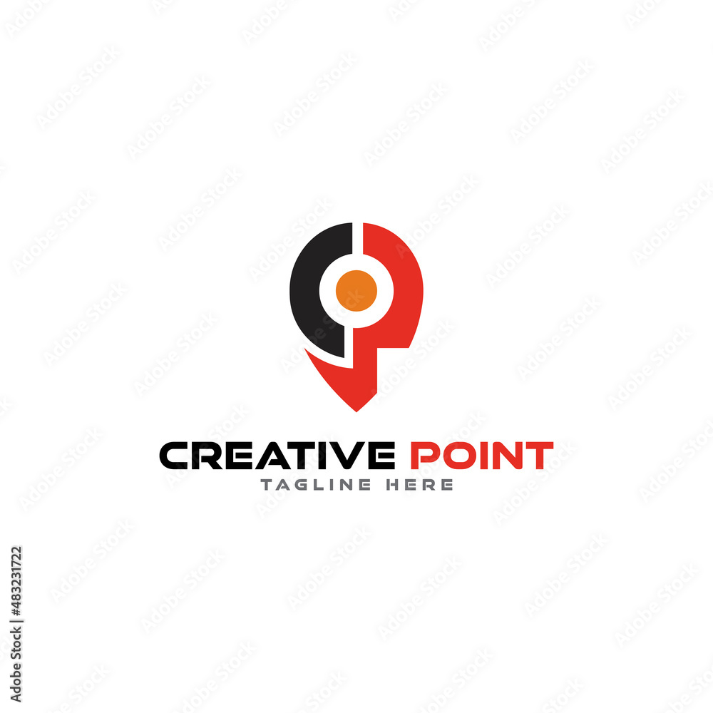 Vector creative point logo, with initials symbols C and P.