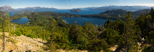 View on Lago Nahuel Huapi and Cerro Campanario in distance in Argentina