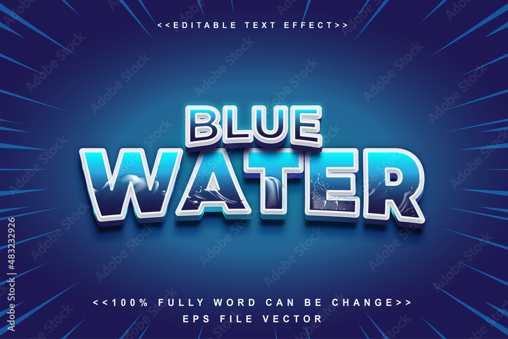 editable blue water text effect.perfect for travel tools promotional marketing.logo text.typhography logo