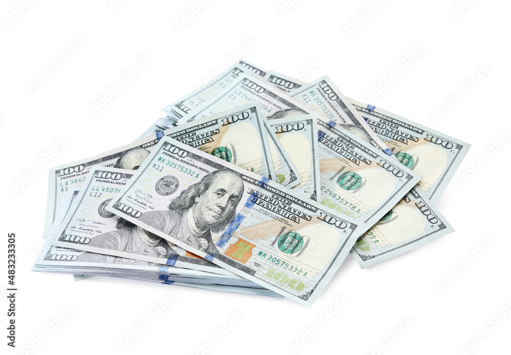 Dollar banknotes on white background. American national currency Dollar banknotes on white background. American national currency
