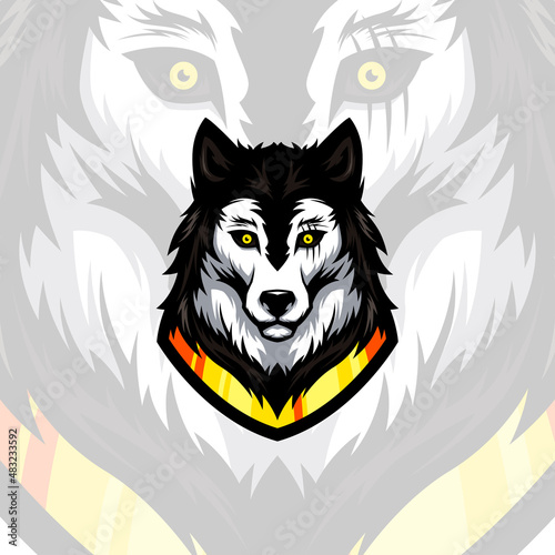 black syberian husky dog head gaming avatar vector mascot