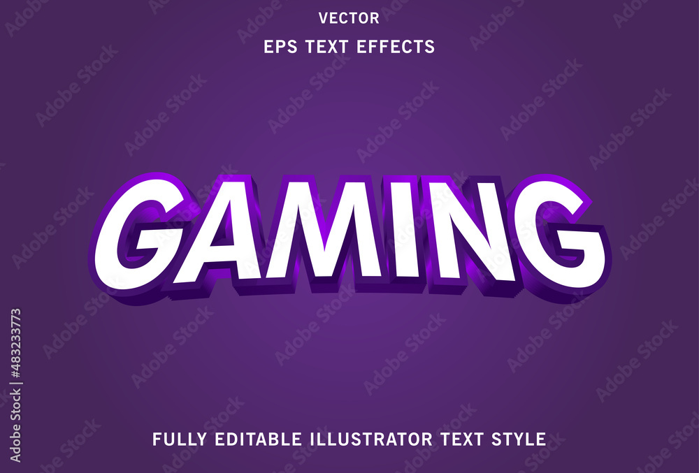gaming text effect with purple color.