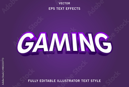 gaming text effect with purple color. © Eric_studioart