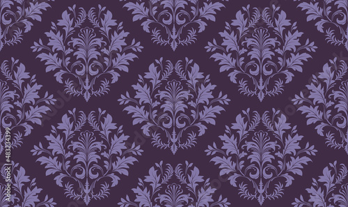 Vector seamless damask pattern with baroque floral elements. Ornamental design for wallpapers  fabric  upholstery  blinds  curtains  packaging  slipcover  bedding