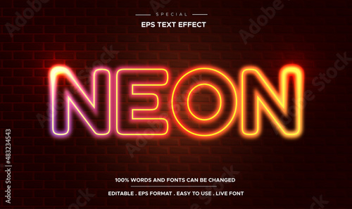 Editable text effect neon style