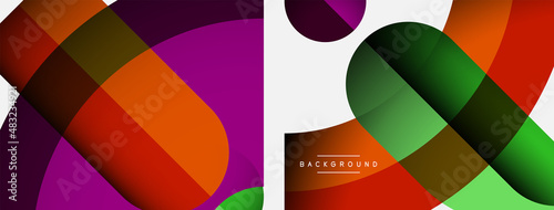 Geometric abstract background. Round shapes, circles, lines composition for wallpaper banner background or landing page © antishock