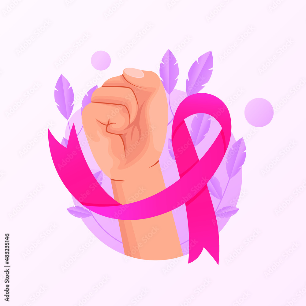 hand with ribbon of world cancer day vector illustration design hand with ribbon of world cancer day vector illustration design