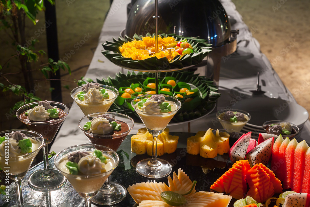 Fototapeta premium thai dessert for buffet line in wedding party.