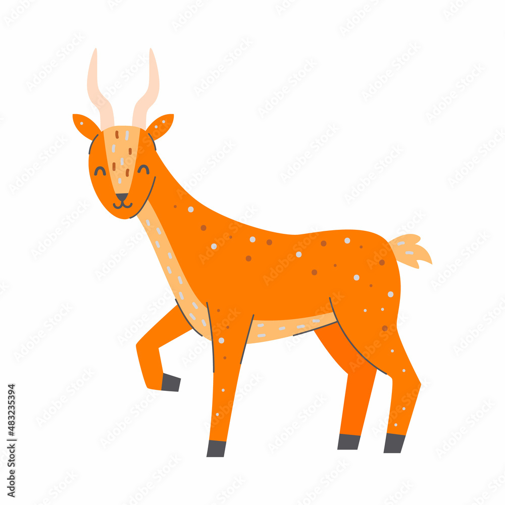 Cute gazelle on a white background. Vector childish illustration Cute gazelle on a white background. Vector childish illustration