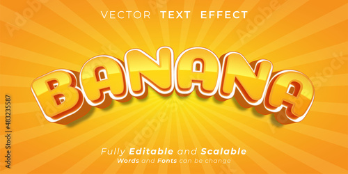 Editable text effect Banana 3d style concept