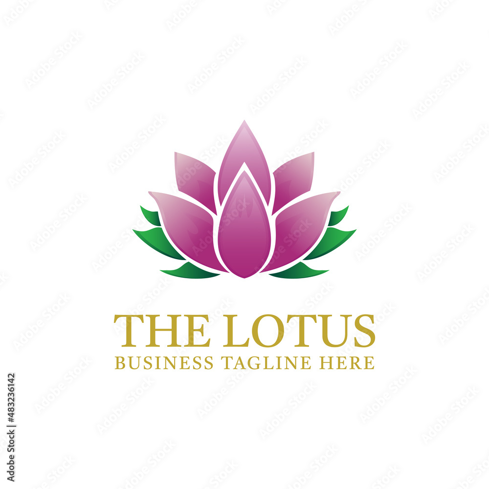 Lotus flower logo. Vector lotus icon design template on white background for beauty, spa, yoga, medical company logos.