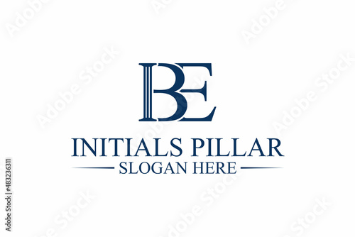 pillar logo, law firm, initial letter b/e. premium vector
