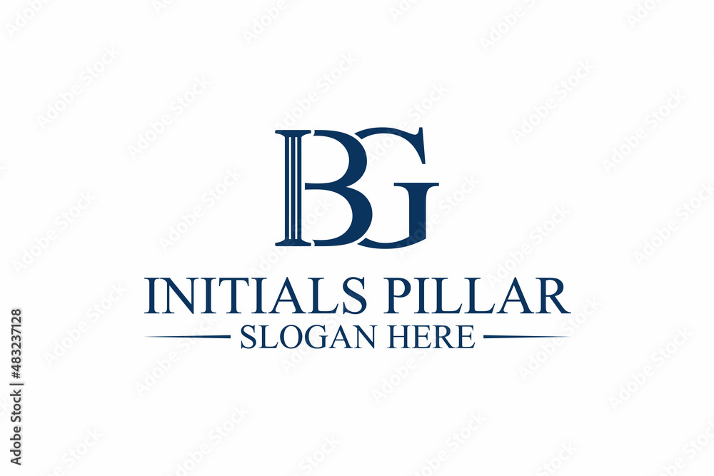 pillar logo, law firm, initial letter b/g. premium vector