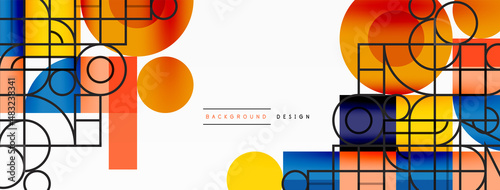 Beautiful abstract background. Circles, triangle shapes, and squares. Minimal geometric template for wallpaper, banner, background or landing