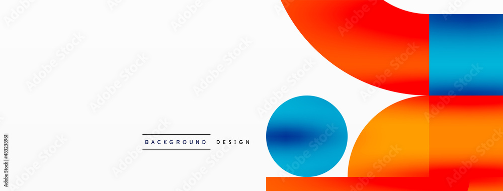 Circle and square geometric background. Round shapes with squares and triangles composition for wallpaper, banner, background or landing Circle and square geometric background. Round shapes with squares and triangles composition for wallpaper, banner, background or landing