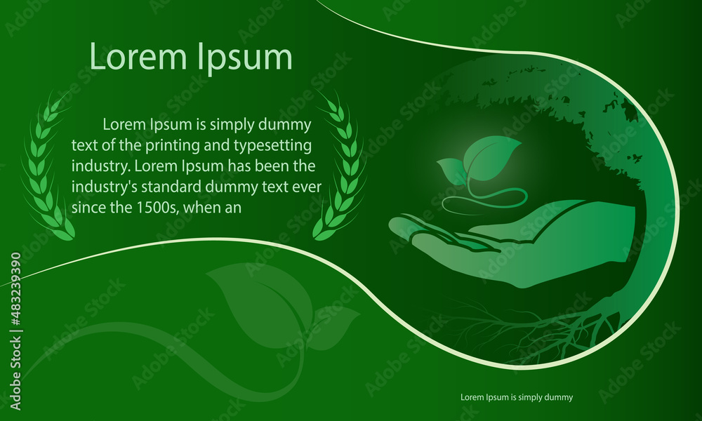 Naklejka premium Plants on the hand icon with big tree