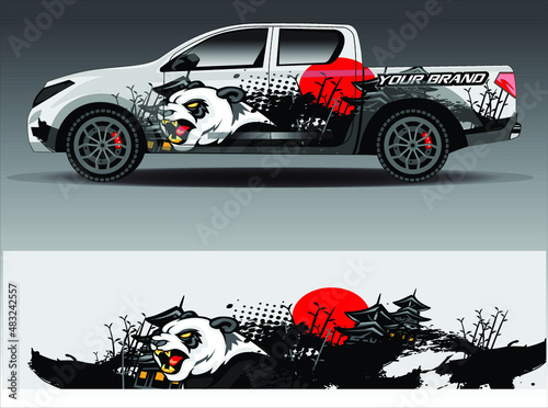 Car wrap design vector. Graphic abstract stripe racing background kit designs for wrap vehicle, race car, rally, adventure and livery