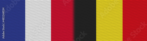 Belgium and France Fabric Texture Flag – 3D Illustration