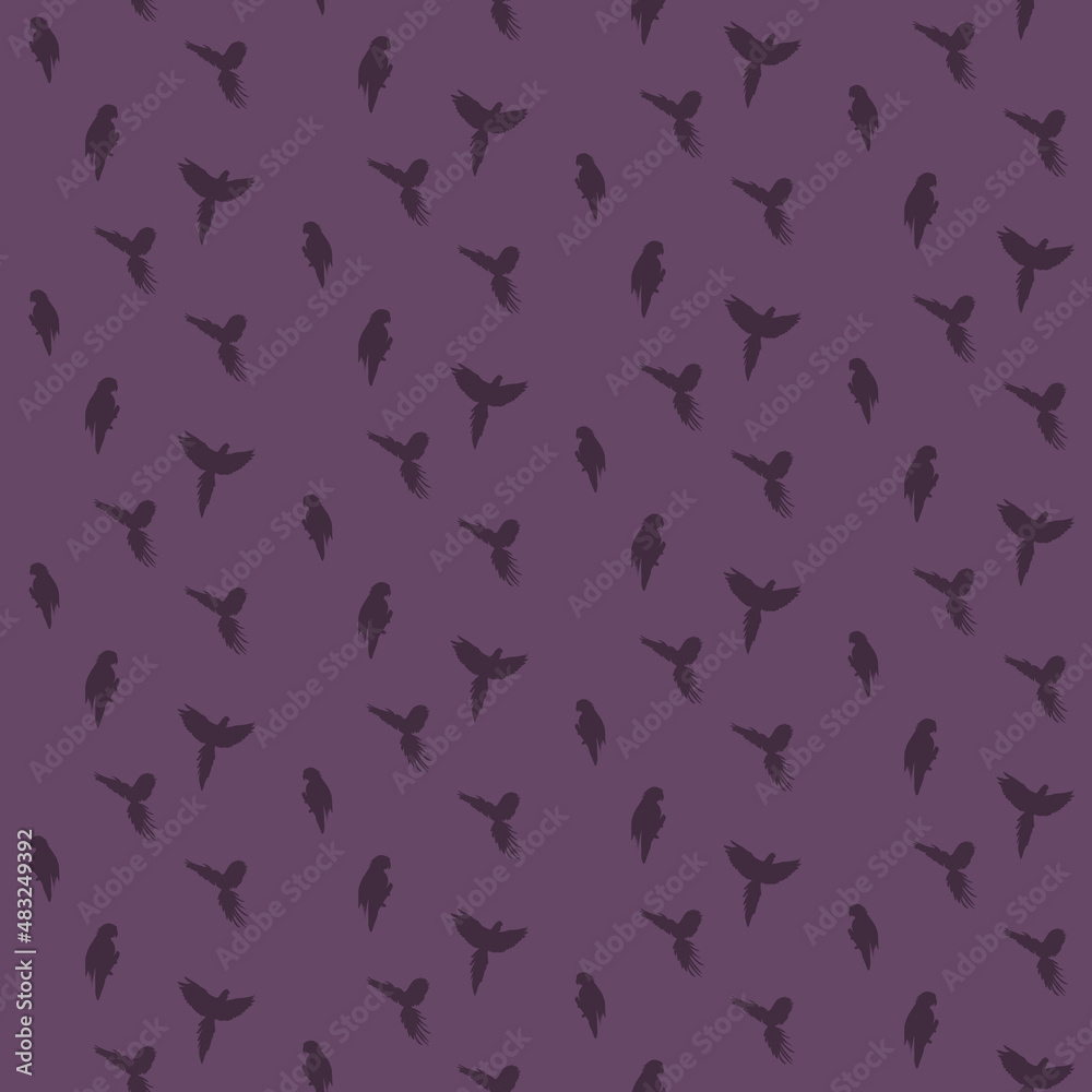 Fototapeta premium Vector background shadow of parrots in purple. Textile template, for paper, print.