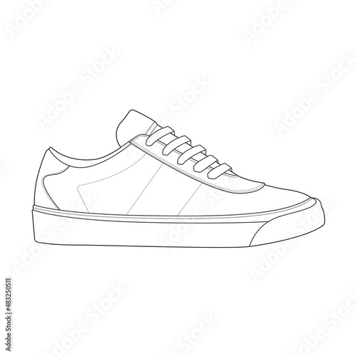 Hand drawn sketch of shoes, sneakers for summer. Vector stock illustration. Sport wear for men and women
