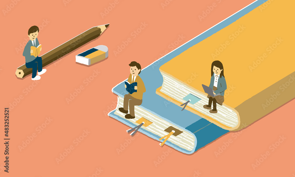 勉強する学生たちのイラスト Stock Vector Adobe Stock
