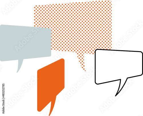 複数のシンプルな吹き出しのイラスト　シンプルタッチ