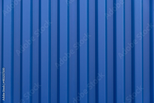 Blue Stripe steel metal sheet for cargo container line industry wall texture pattern for background. photo