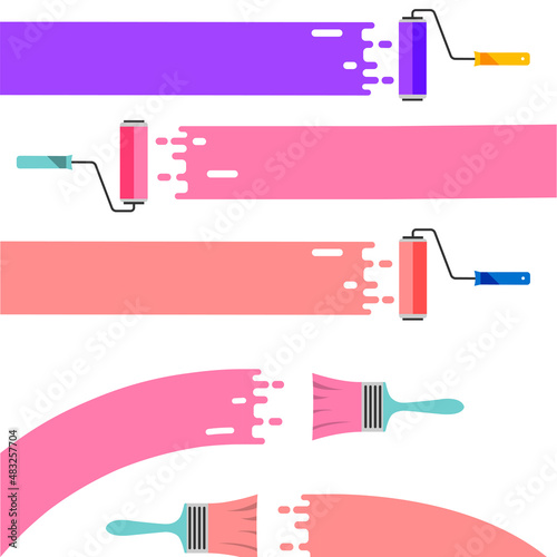 traces of paint strokes, brush and roller, vector