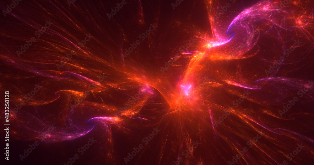 Obraz premium 3D rendering abstract multicolor fractal light background
