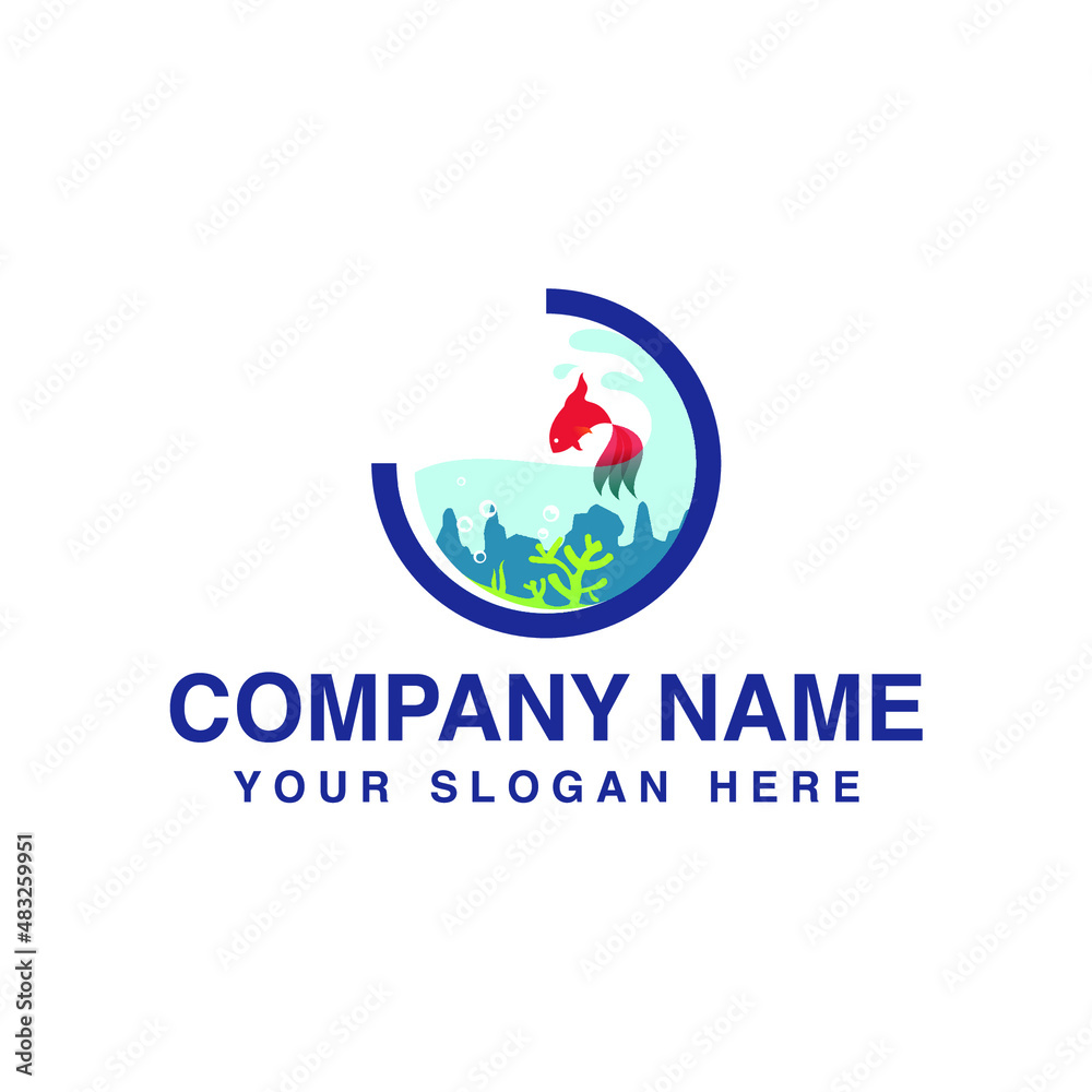 ornamental fish logo in aquarium