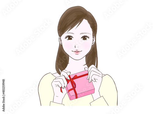 セミロングの女性_バレンタイン