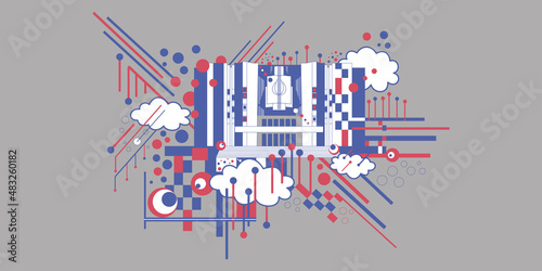 Abstract colored geometric city.Vector illustration