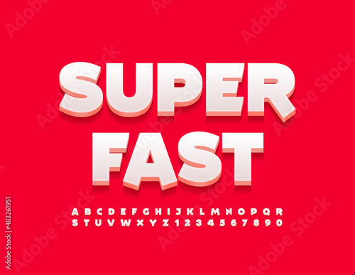Vector modern concept Super Fast. 3D creative Font. Trendy style Alphabet Letters and Numbers set