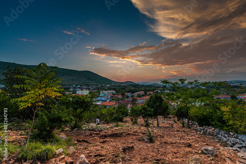 View of Medjugorje on late afternoon photo