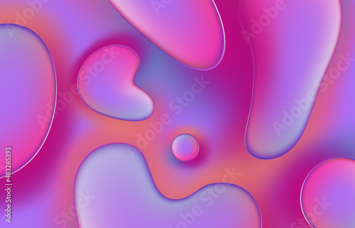 Trendy Violet Neumorphism style liquid plastic interface background. Soft, clear and simple futuristic Neo Morphism shape elements design. Colorful gradient.