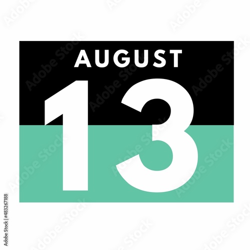 August 13 . Flat daily calendar icon .date ,day, month .calendar for the month of August