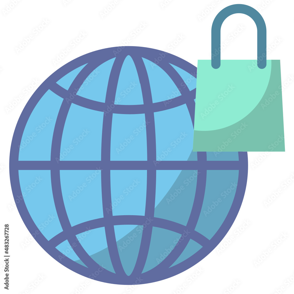 Vector online bag flat icon, shop and sell 64x64 Pixel, white background Vector online bag flat icon, shop and sell 64x64 Pixel, white background
