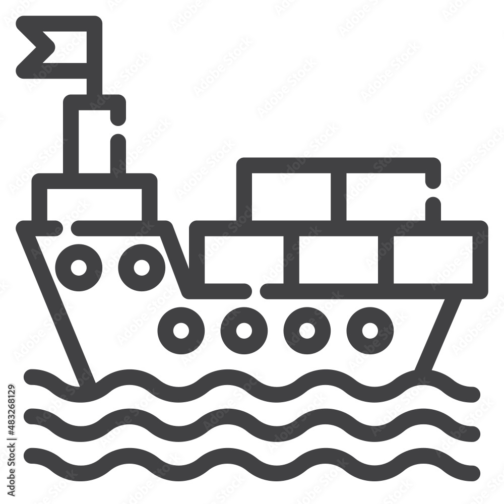 Vector boat outline icon, boat and delivery 64x64 Pixel, white background Vector boat outline icon, boat and delivery 64x64 Pixel, white background