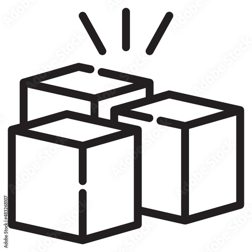 Vector open box outline icon, present and product 64x64 Pixel, white background