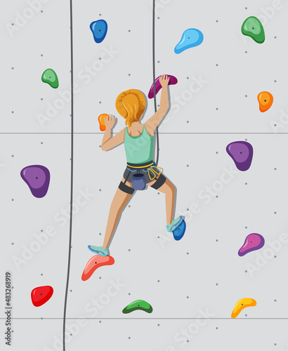 People doing indoor rock climbing at the gym